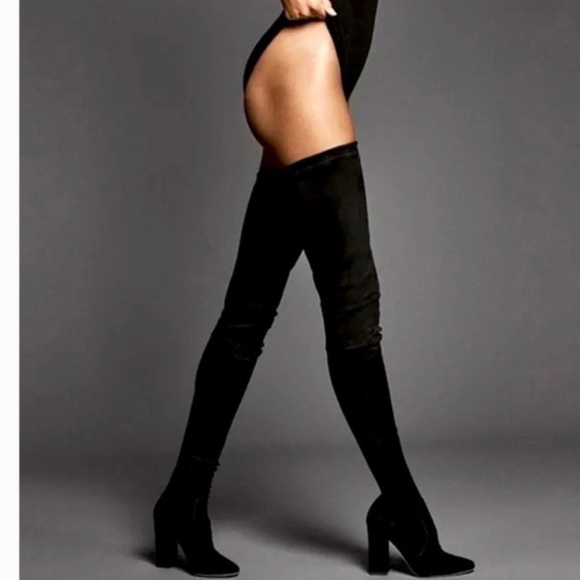 NIB Tamara Mellon Helmut Over The Knee Stretch Suede Boots Thigh Black 39.5 - Picture 1 of 15